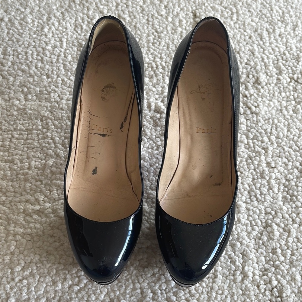 Christian Louboutin Bianca 140 Black Patent Heels 38